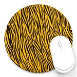 Yellow Zebra Stripes Round Mousepad