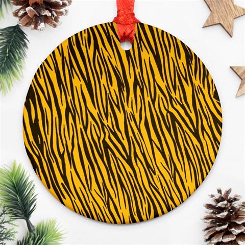 Yellow Zebra Stripes Ornament (Round) from ArtsNow.com Front