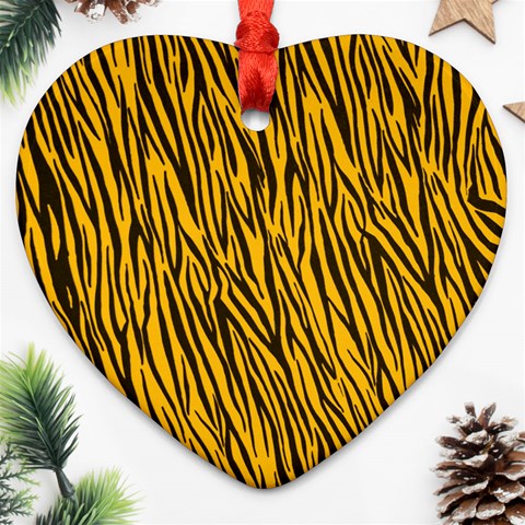 Yellow Zebra Stripes Ornament (Heart) from ArtsNow.com Front