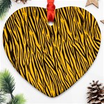 Yellow Zebra Stripes Ornament (Heart)