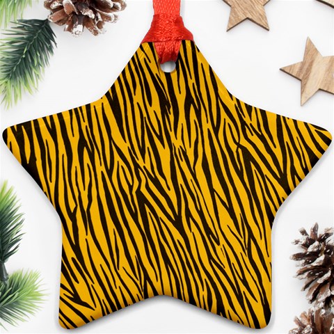 Yellow Zebra Stripes Ornament (Star) from ArtsNow.com Front