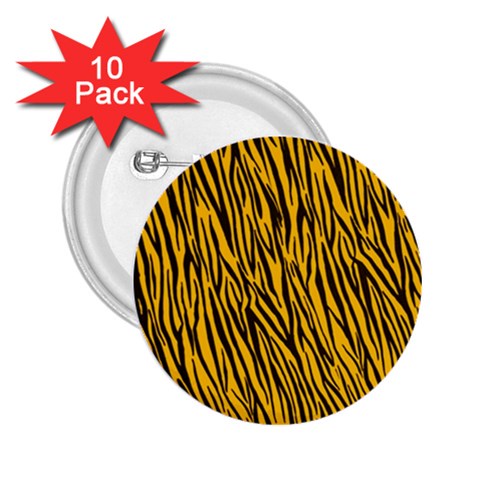 Yellow Zebra Stripes 2.25  Button (10 pack) from ArtsNow.com Front