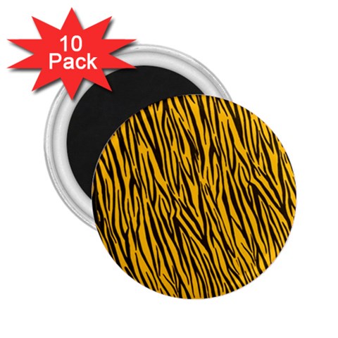 Yellow Zebra Stripes 2.25  Magnet (10 pack) from ArtsNow.com Front