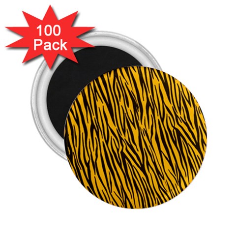 Yellow Zebra Stripes 2.25  Magnet (100 pack)  from ArtsNow.com Front