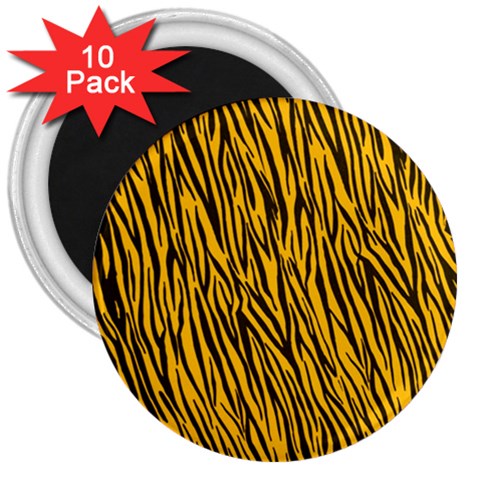 Yellow Zebra Stripes 3  Magnet (10 pack) from ArtsNow.com Front