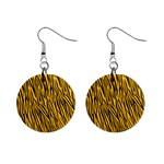 Yellow Zebra Stripes 1  Button Earrings