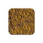 Yellow Zebra Stripes Rubber Coaster (Square)