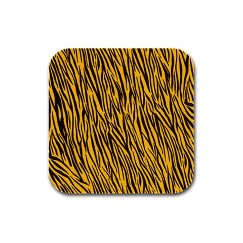 Yellow Zebra Stripes Rubber Square Coaster (4 pack) from ArtsNow.com Front