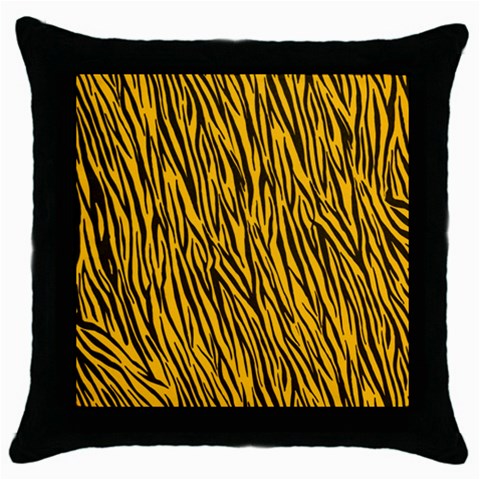 Yellow Zebra Stripes Throw Pillow Case (Black) from ArtsNow.com Front