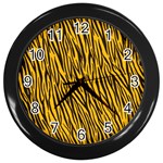 Yellow Zebra Stripes Wall Clock (Black)