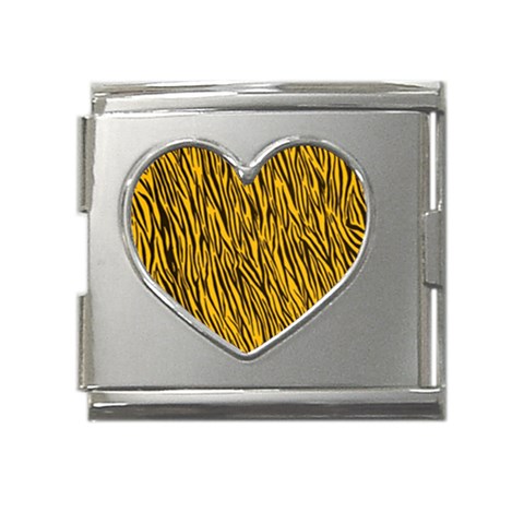 Yellow Zebra Stripes Mega Link Heart Italian Charm (18mm) from ArtsNow.com Front