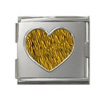 Yellow Zebra Stripes Mega Link Heart Italian Charm (18mm)