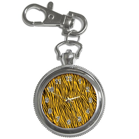 Yellow Zebra Stripes Key Chain Watch from ArtsNow.com Front