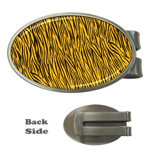 Yellow Zebra Stripes Money Clip (Oval) from ArtsNow.com Front