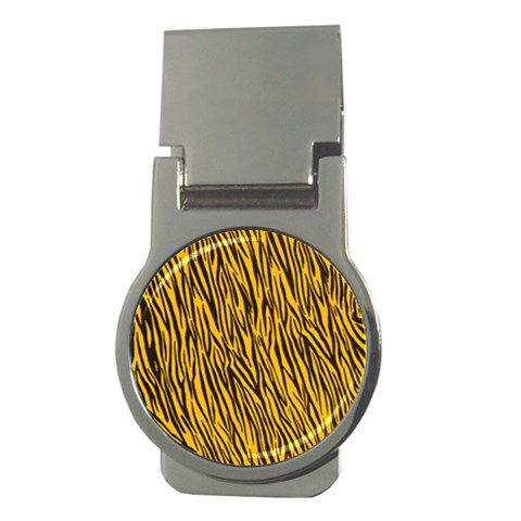 Yellow Zebra Stripes Money Clip (Round) from ArtsNow.com Front