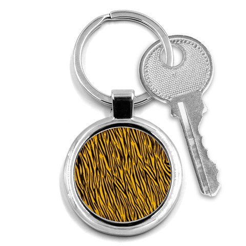 Yellow Zebra Stripes Key Chain (Round) from ArtsNow.com Front