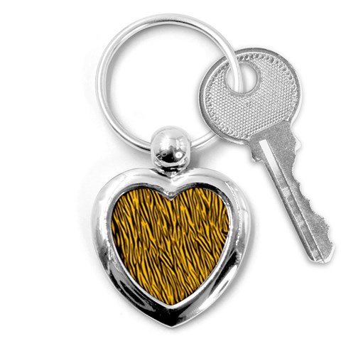 Yellow Zebra Stripes Key Chain (Heart) from ArtsNow.com Front