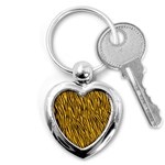 Yellow Zebra Stripes Key Chain (Heart)