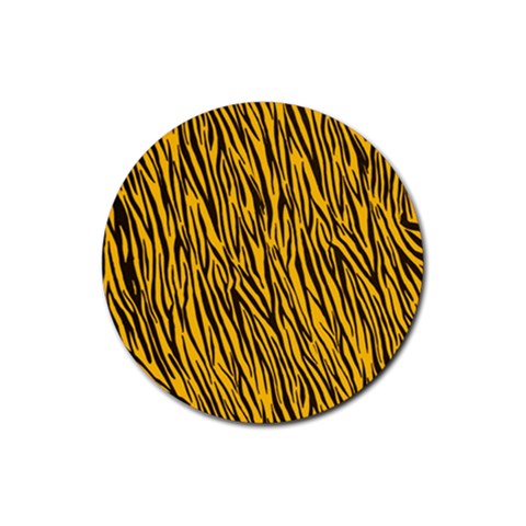 Yellow Zebra Stripes Rubber Coaster (Round) from ArtsNow.com Front