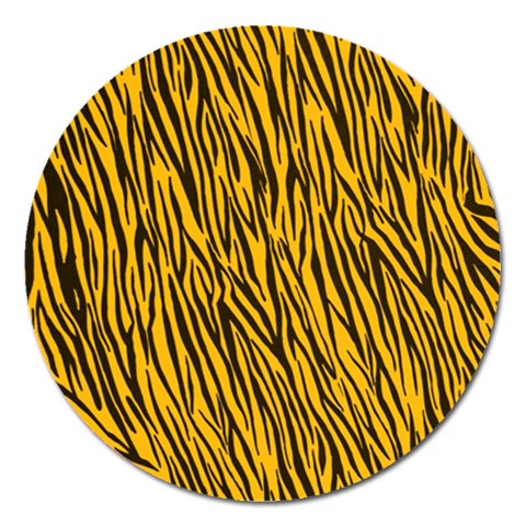 Yellow Zebra Stripes Magnet 5  (Round) from ArtsNow.com Front