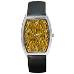 Yellow Zebra Stripes Barrel Style Metal Watch