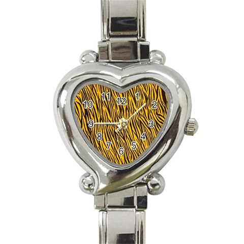 Yellow Zebra Stripes Heart Italian Charm Watch from ArtsNow.com Front