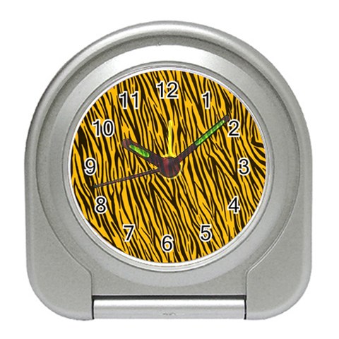 Yellow Zebra Stripes Travel Alarm Clock from ArtsNow.com Front