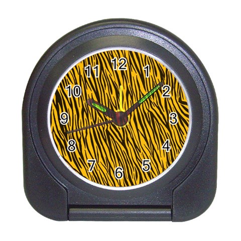 Yellow Zebra Stripes Travel Alarm Clock from ArtsNow.com Front