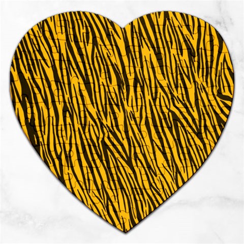 Yellow Zebra Stripes Jigsaw Puzzle (Heart) from ArtsNow.com Front