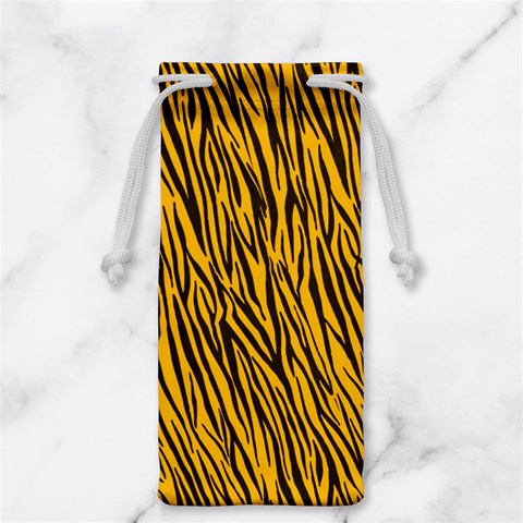 Yellow Zebra Stripes Jewelry Bag from ArtsNow.com Front