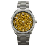 Yellow Zebra Stripes Sport Metal Watch