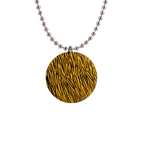 Yellow Zebra Stripes 1  Button Necklace from ArtsNow.com Front