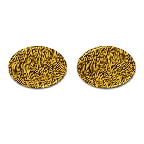 Yellow Zebra Stripes Cufflinks (Oval) from ArtsNow.com Front(Pair)