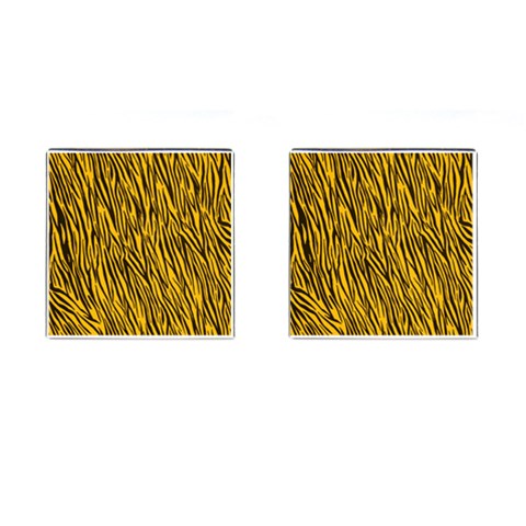 Yellow Zebra Stripes Cufflinks (Square) from ArtsNow.com Front(Pair)