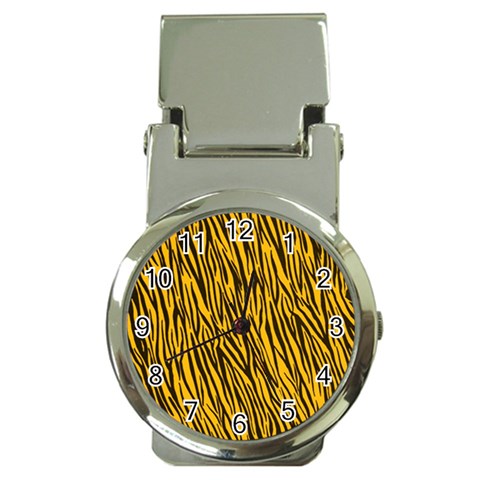 Yellow Zebra Stripes Money Clip Watch from ArtsNow.com Front