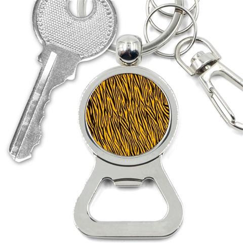 Yellow Zebra Stripes Bottle Opener Key Chain from ArtsNow.com Front