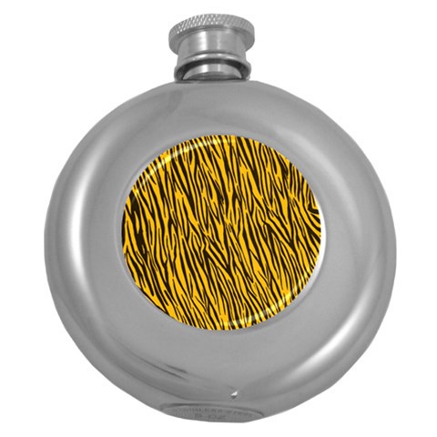 Yellow Zebra Stripes Hip Flask (5 oz) from ArtsNow.com Front