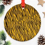 Yellow Zebra Stripes Round Ornament (Two Sides)