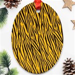 Yellow Zebra Stripes Oval Ornament (Two Sides)