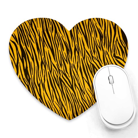 Yellow Zebra Stripes Heart Mousepad from ArtsNow.com Front