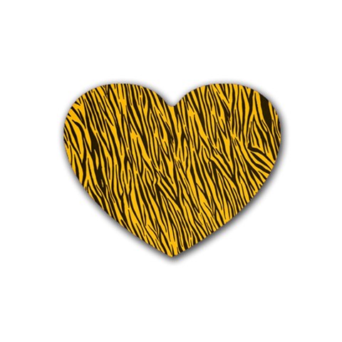 Yellow Zebra Stripes Rubber Coaster (Heart) from ArtsNow.com Front