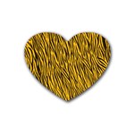 Yellow Zebra Stripes Rubber Coaster (Heart)