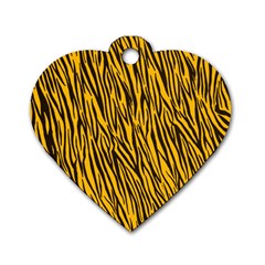 Yellow Zebra Stripes Dog Tag Heart (Two Sides) from ArtsNow.com Front