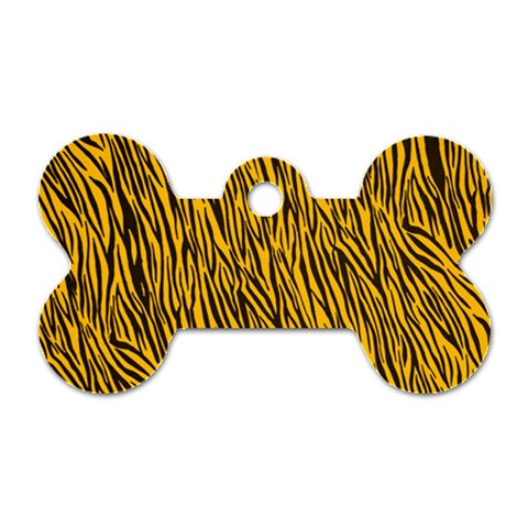 Yellow Zebra Stripes Dog Tag Bone (One Side) from ArtsNow.com Front