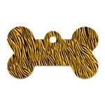 Yellow Zebra Stripes Dog Tag Bone (One Side)