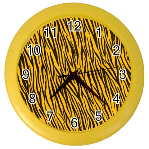 Yellow Zebra Stripes Color Wall Clock from ArtsNow.com Front