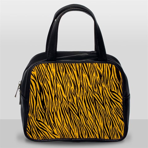 Yellow Zebra Stripes Classic Handbag (One Side) from ArtsNow.com Front