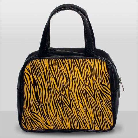 Yellow Zebra Stripes Classic Handbag (Two Sides) from ArtsNow.com Front