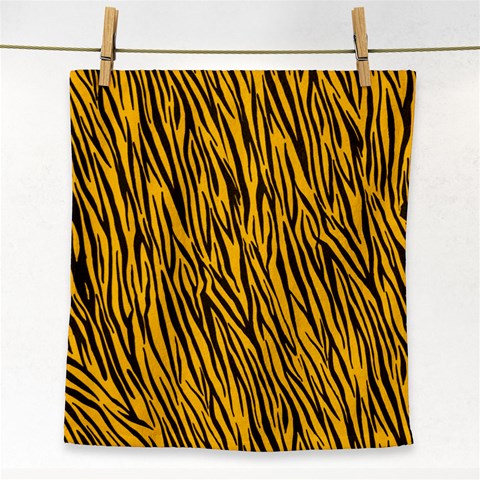 Yellow Zebra Stripes Face Towel from ArtsNow.com Front