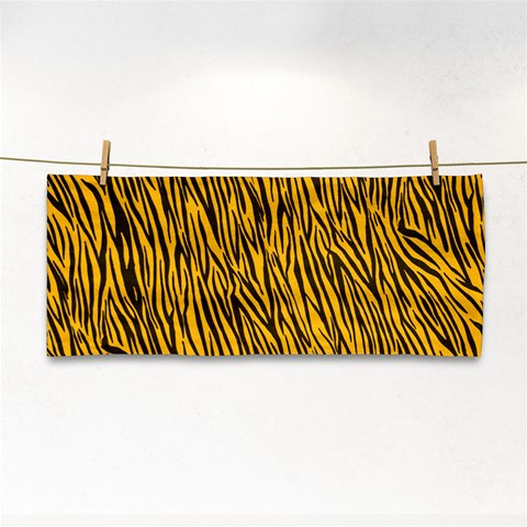 Yellow Zebra Stripes Hand Towel from ArtsNow.com Front